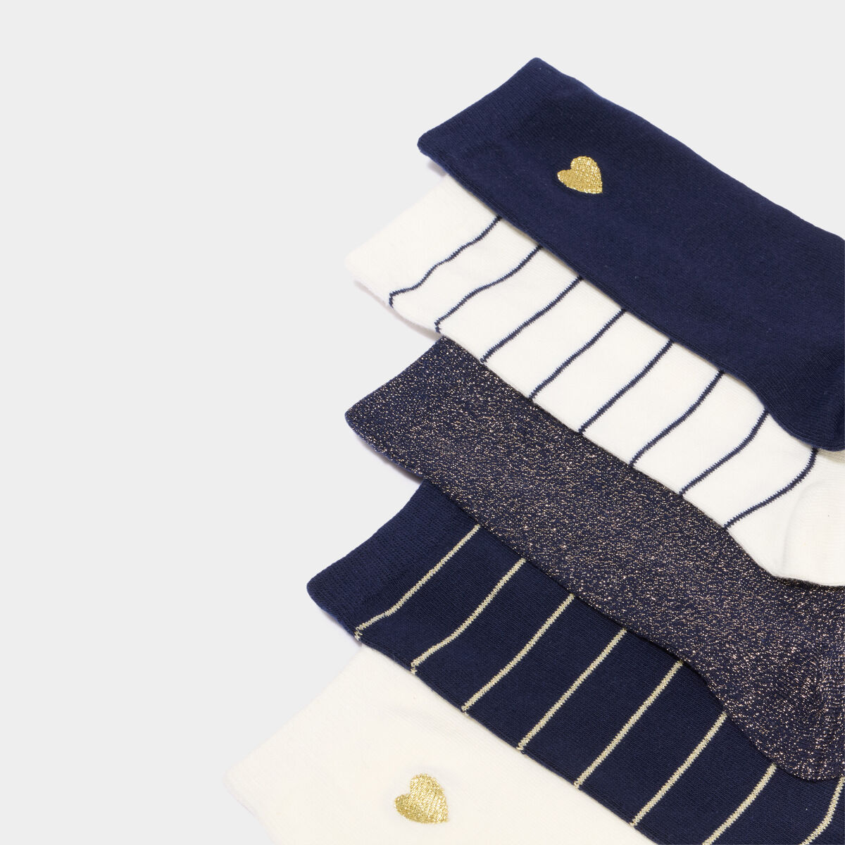 Lot 5 paires chaussettes bleu marine femme