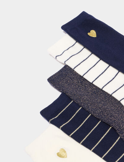 Lot 5 paires chaussettes bleu marine femme
