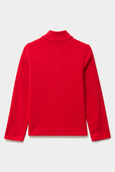 Sweat polaire col camionneur rouge gar&ccedil;on