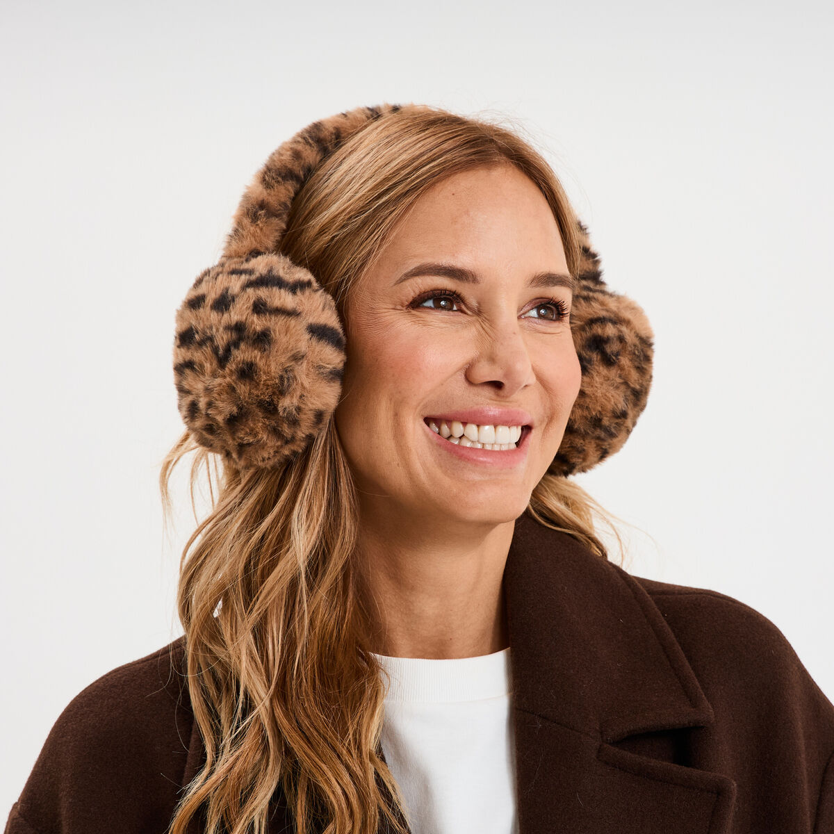 Cache-oreilles fausse fourrure camel femme
