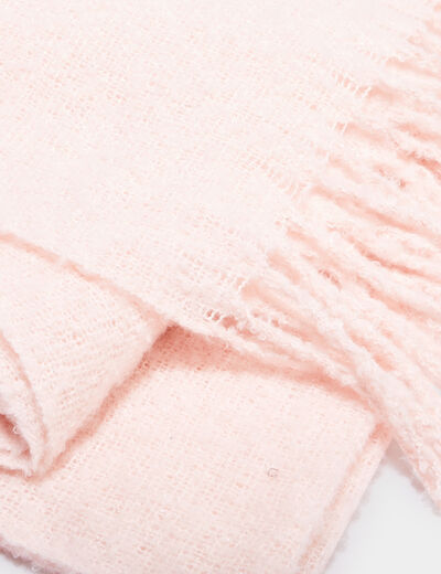 Écharpe à bords franges longues rose femme