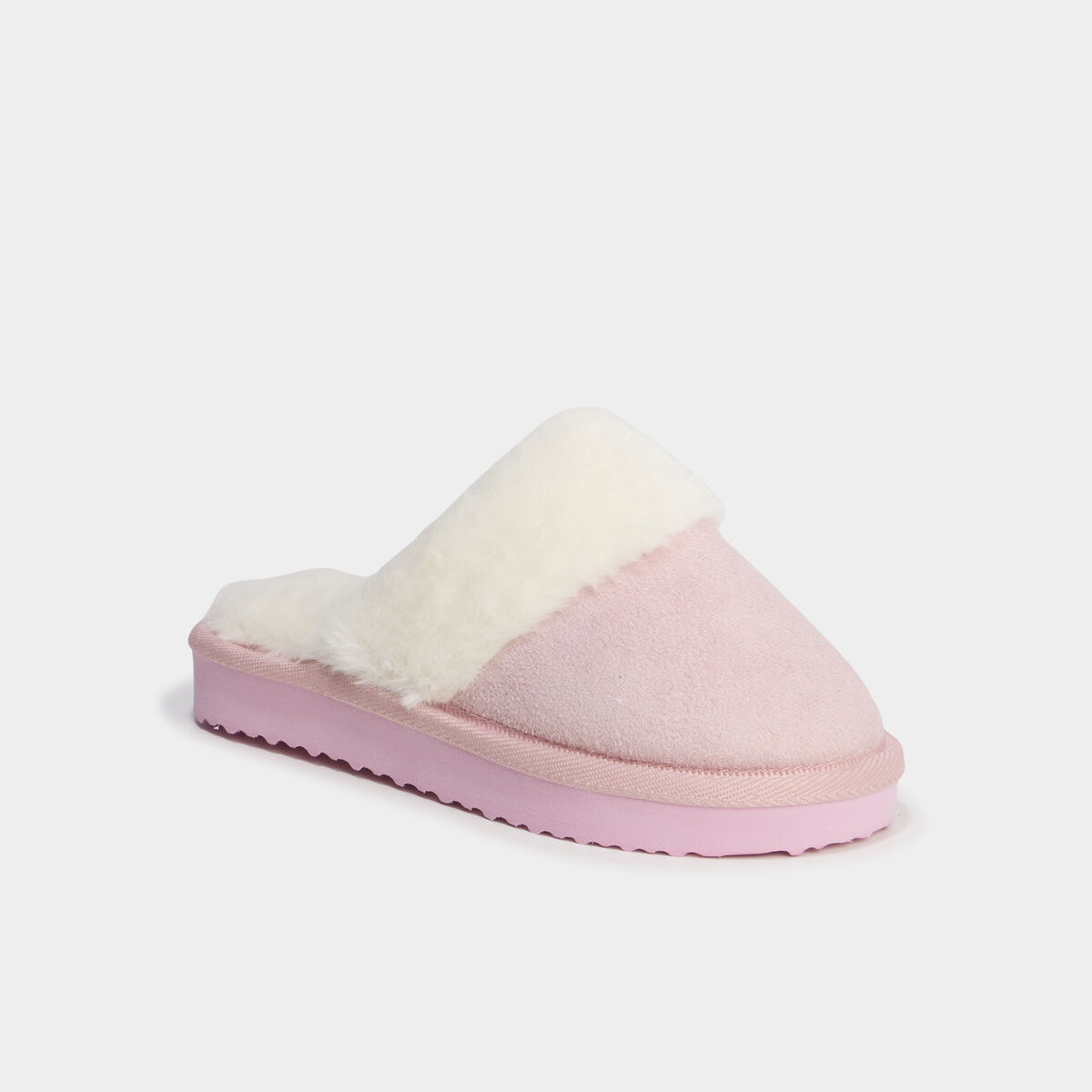 Chaussons mules fourr&eacute;s rose fille