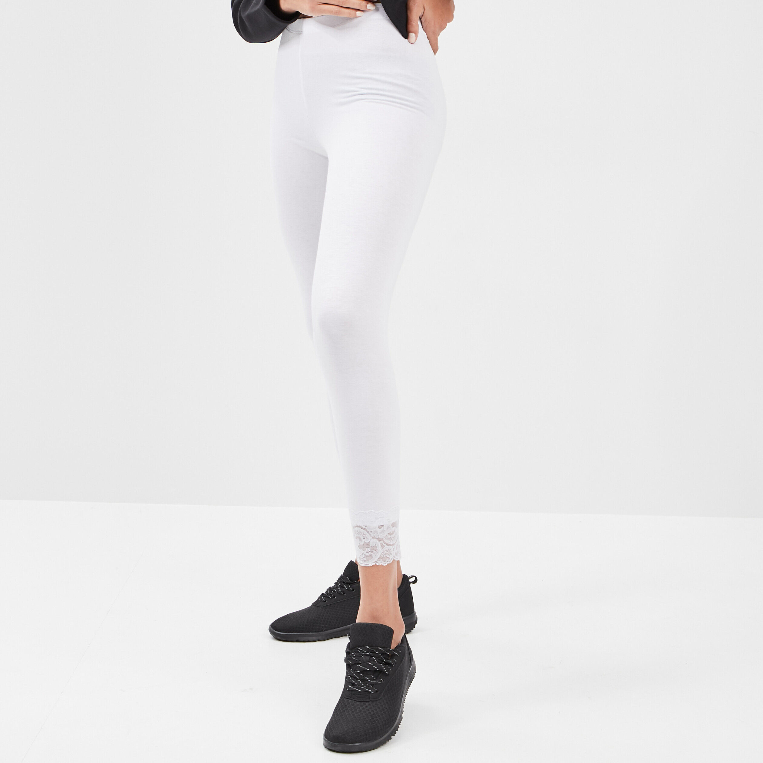 Legging 7/8ème avec dentelle blanc femme LH