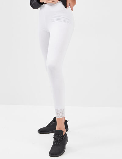 Legging 7/8ème avec dentelle blanc femme