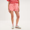Short de jogging molletonn&eacute; ajust&eacute; rose femme