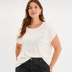 T-shirt droit manches courtes col rond ecru femme grande taille