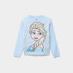 Pull col rond La reine des neiges bleu fille