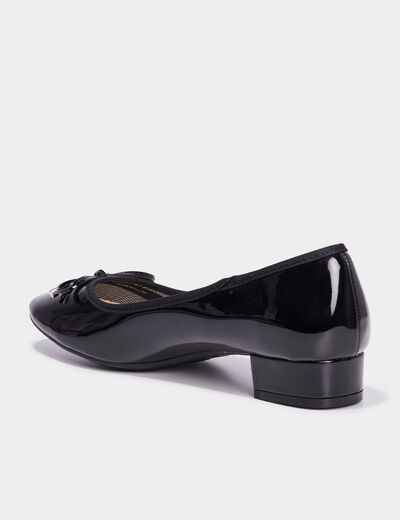 Ballerines à talons vernies noir femme