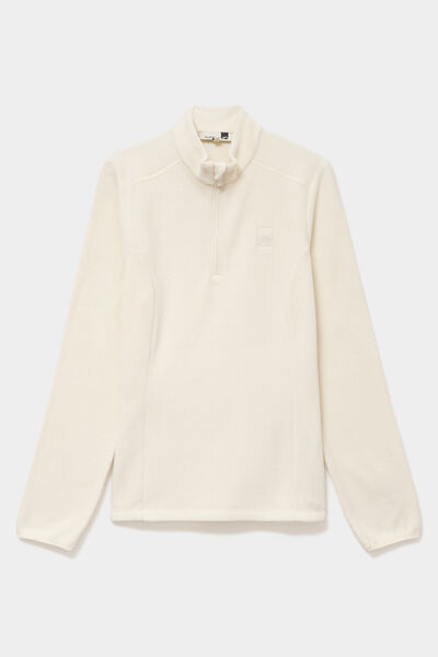 Sweat polaire col camionneur blanc femme