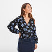 Blouse cache-coeur taille smockée noir femme