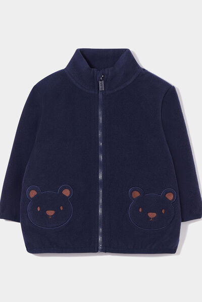 GIlet polaire zippé broderie fantaisie bleu marine bébé garçon