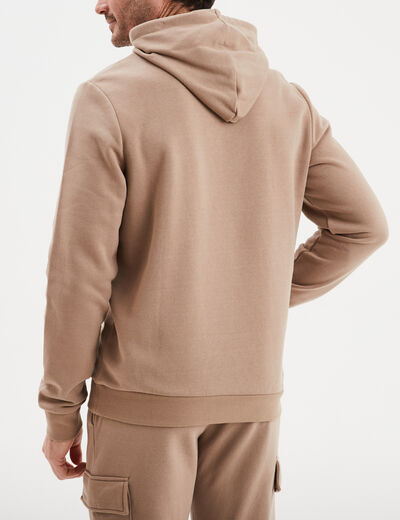 Sweat molleton à capuche hoodie taupe homme
