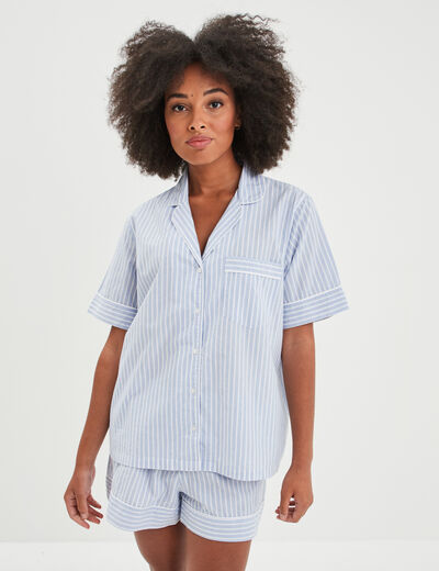 Ensemble pyjama short chemise coton ecru femme