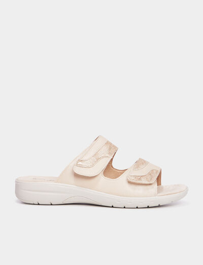 Sandales à scratchs cuir Confortissimo sable femme