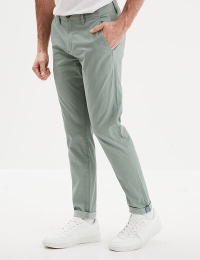 Pantalon chino slim stretch vert homme