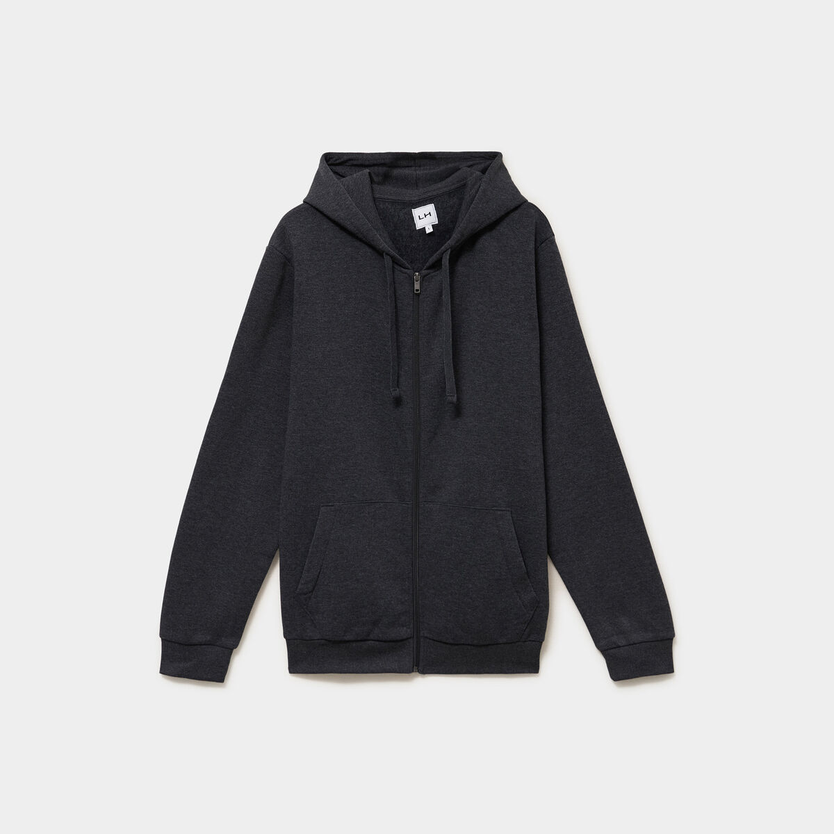 Sweat zipp&eacute; molleton &agrave; capuche gris fonc&eacute; homme