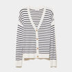 Gilet col en V boutonn&eacute; beige femme