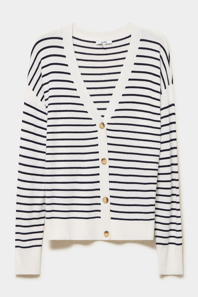 Gilet col en V boutonn&eacute; beige femme