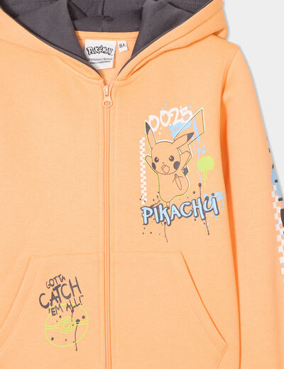 Sweat zippé à capuche Pokémon Pikachu rose saumon garçon