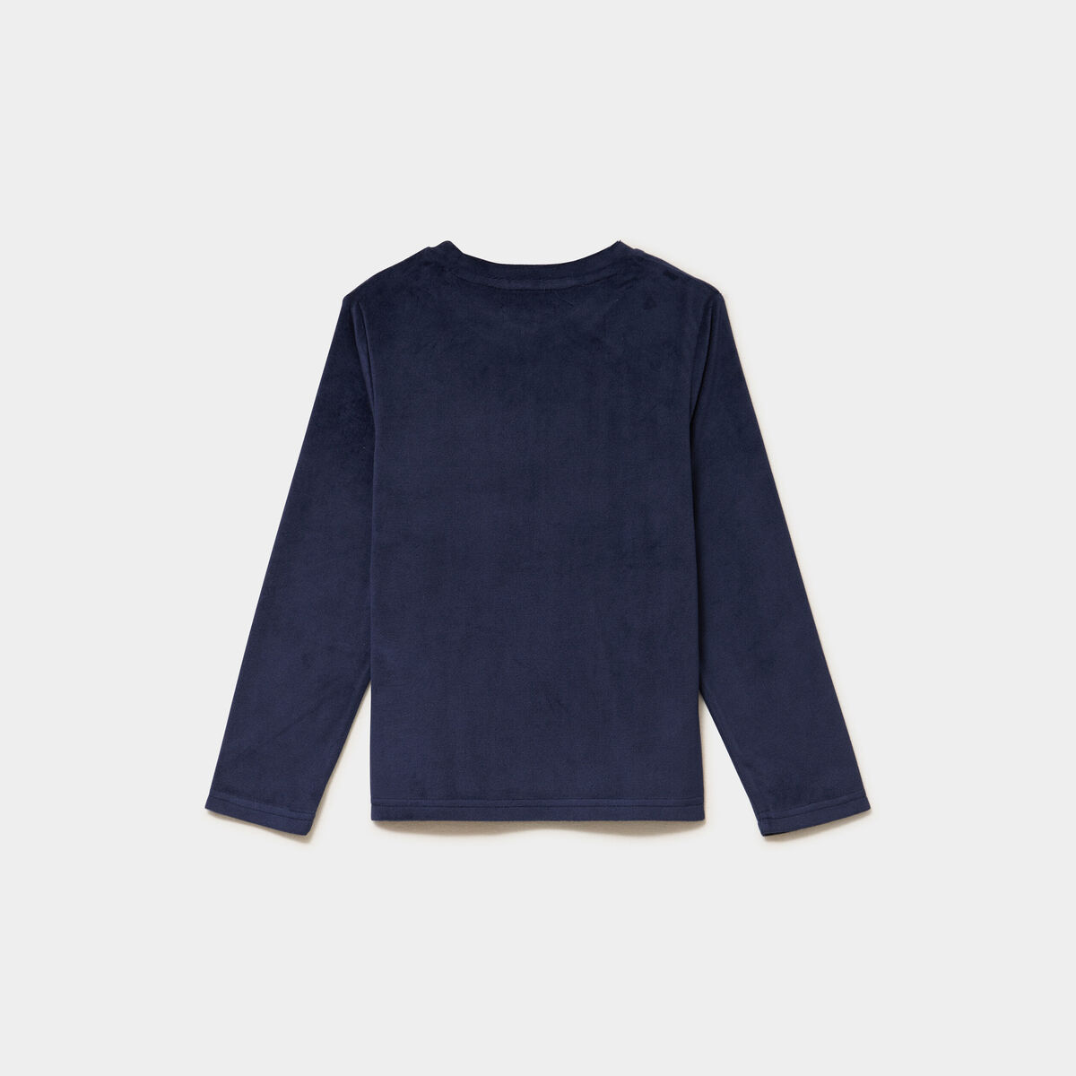 Ensemble pyjama t-shirt effet velours bleu marine gar&ccedil;on