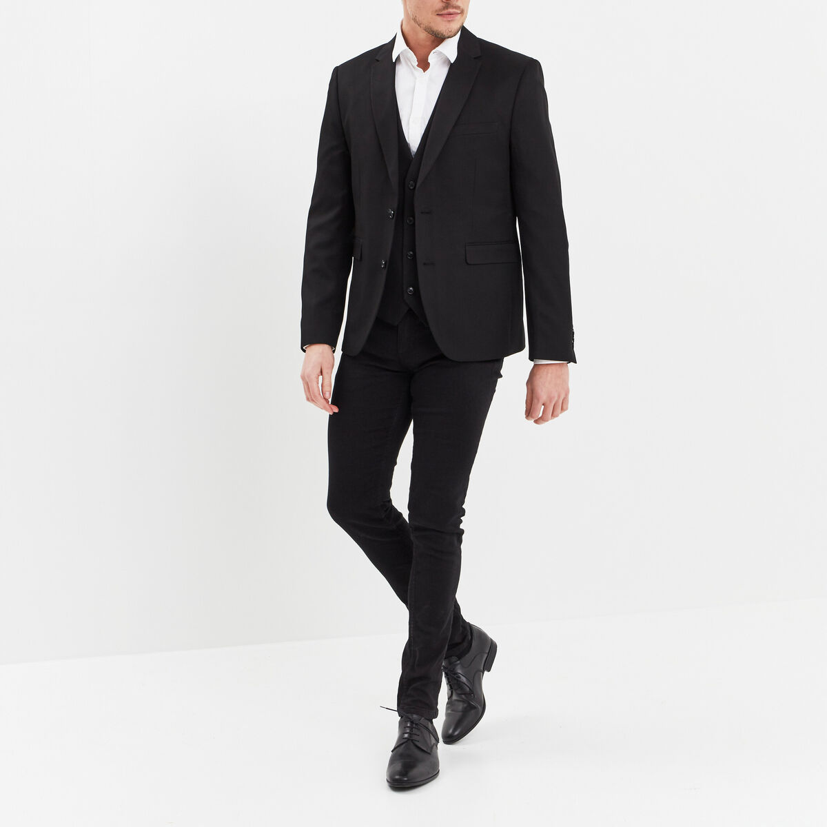 Veste de costume droite ajust&eacute;e noir homme