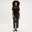 T-shirt dentelle manches courtes noir femme