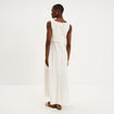 Robe longue buste brod&eacute; sans manches ecru femme