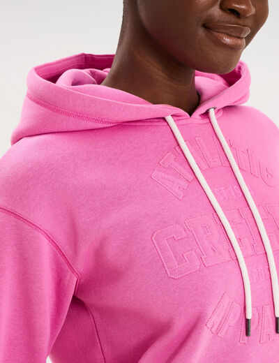 Sweat &agrave; capuche hoodie rose fushia femme