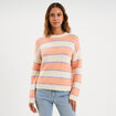 Pull col rond manches longues ecru femme