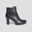 Bottines à talons avec boucles en cuir noir femme