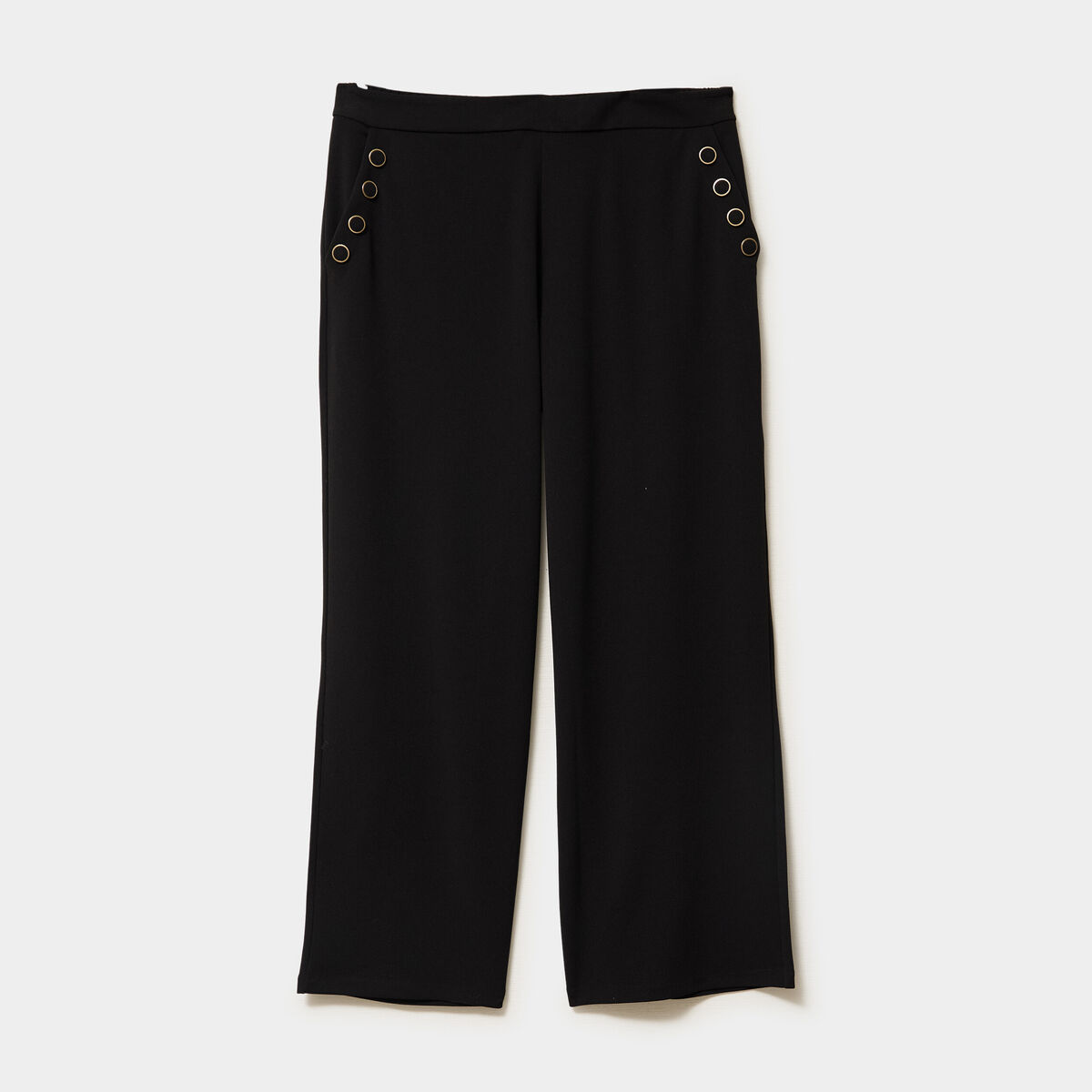 Pantalon large &agrave; pont noir femme grande taille