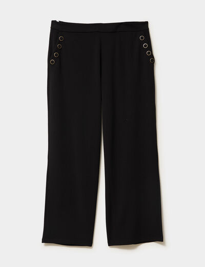 Pantalon large &agrave; pont noir femme grande taille