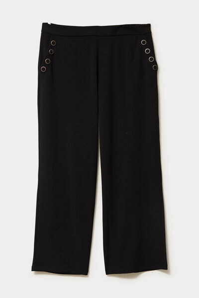 Pantalon large &agrave; pont noir femme grande taille