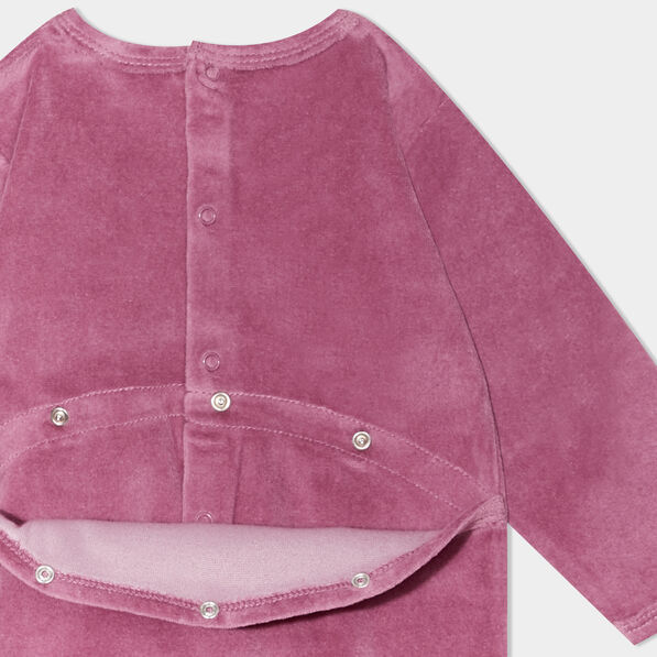 dors bien manches longues effet velours prune bebef Dors-bien manches longues effet velours prune bébé fille