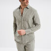 Chemise manches longues lin mélangé vert kaki homme