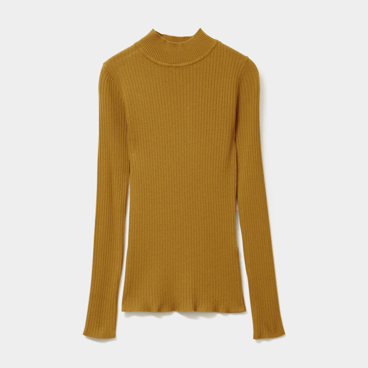 Pull ajust&eacute; c&ocirc;tel&eacute; col montant vert olive femme