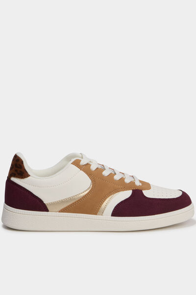 Baskets basses &agrave; lacets bordeaux femme
