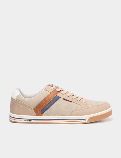 Tennis toile &agrave; lacets sable homme