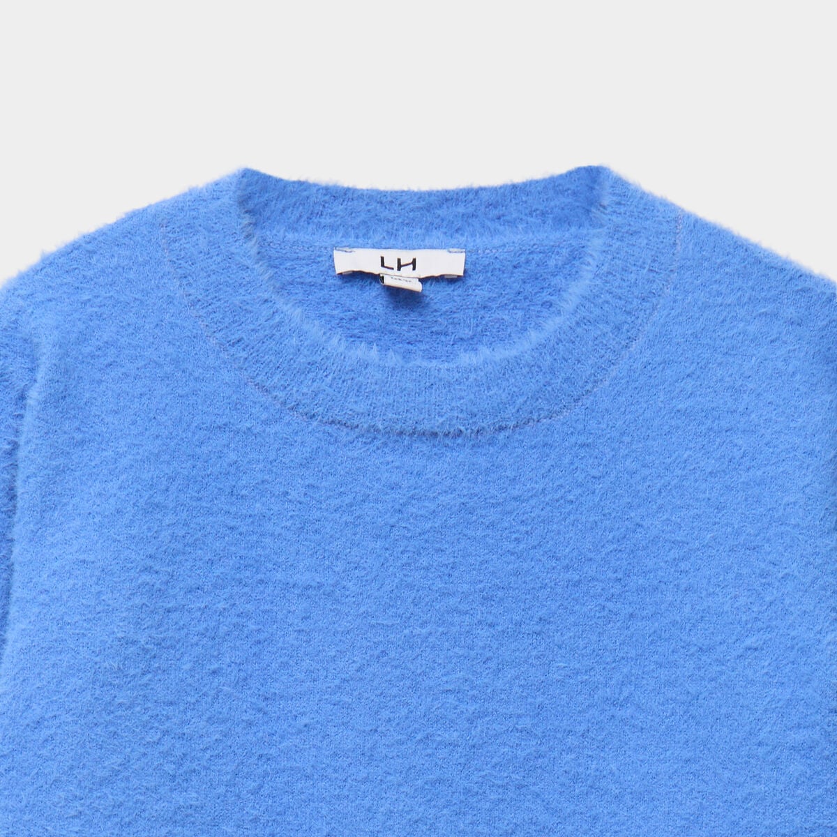 Pull mailles duveteuses manches longues bleu electrique fille