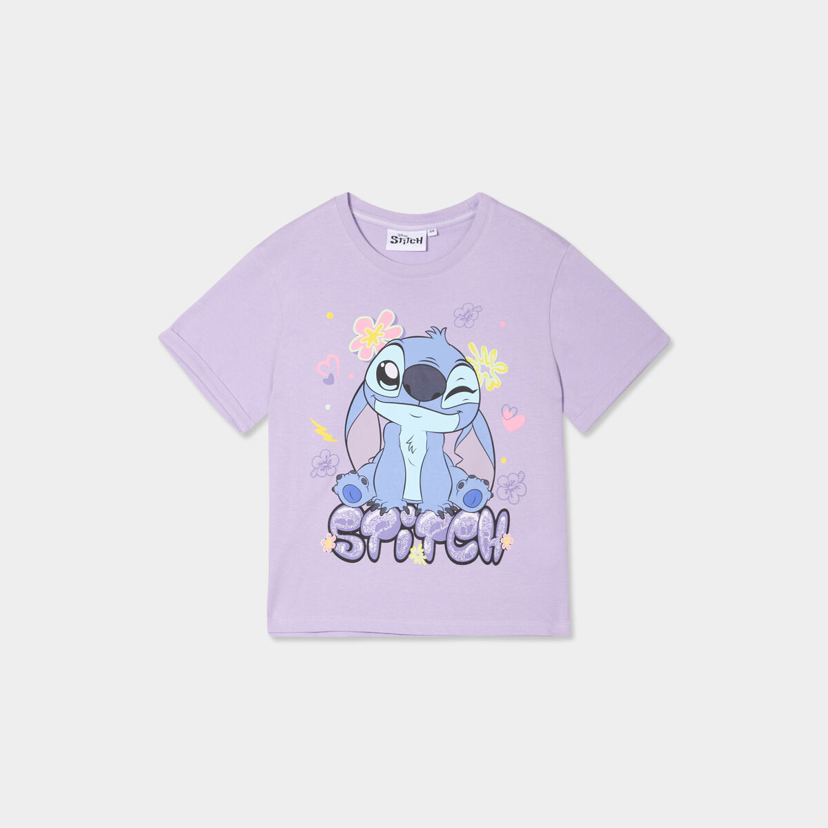 T-shirt manches courtes coton Stitch parme fille