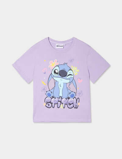 T-shirt manches courtes coton Stitch parme fille