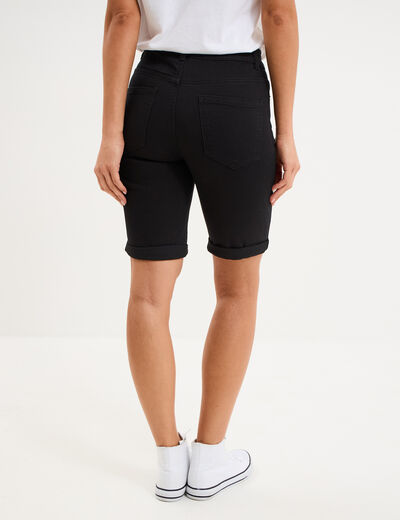Bermuda en jean slim denim noir femme
