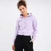 Sweat zippé à capuche court violet clair femme