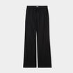 Pantalon large lin mélangé noir femme