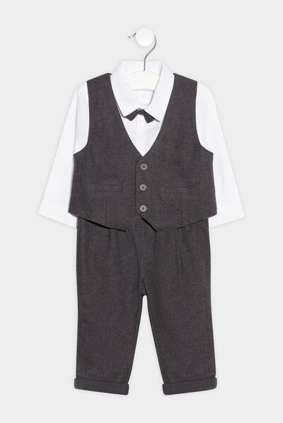 Ensemble 3 pièces de costume gris bébé garçon