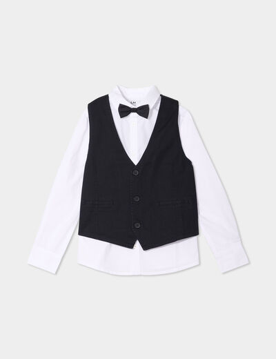 Ensemble 3 pièces chemise veste noeud noir garçon