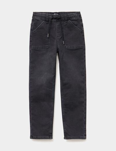 Jeans jogger droit denim noir gar&ccedil;on