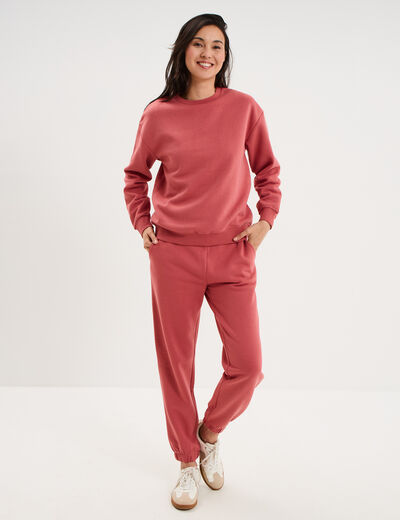 Sweat col rond manches longues vieux rose femme