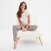Ensemble pyjama col rond 2 pièces fluide ecru femme