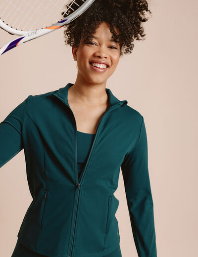 Veste de sport ajustée avec fermeture vert canard femme